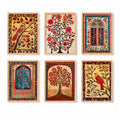 Madhubani Art Framed Wall Painting(Pack of 6)